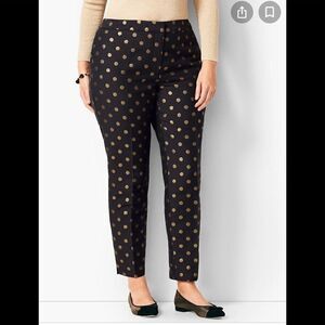 Talbots RSVP ankle black/gold foil polka dot ankle pants 12